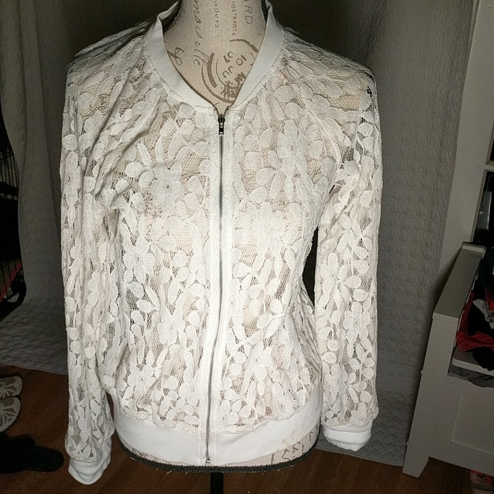 Perfect light lacey zip up sweater